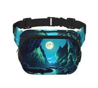 Water Moon Cave Fitness borsa a tracolla da viaggio, alla moda e casual, marsupio quadrato a doppio strato, nero, taglia unica, Nero, One Size