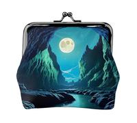 Water Moon Cave, piccolo portamonete da donna, rettangolare, con chiusura a bacio, tascabile, mini portamonete da donna