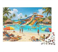 Water Park Adult Puzzle 1000 Pezzi Riciclato Material Summer Fun Puzzle Accessori per Gioco di Puzzle Accessori per Gioco di Festa Idea Regalo Perfetta per Donne 52x38cm/1000pcs