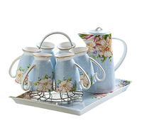 Water Pitche Soggiorno Set di tazze di acqua per uso domestico Vassoio di tazza di ceramica Set di acqua Teiera resistente al calore europea Tazza da tè Bollitore freddo Regalo Contenitori per succhi