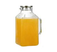 Water Pitcher - Glass 3800ml | Large Capacity Square Pitcher With Lid | Refrigerator Safe Container, Drink Dispenser For Summer Home Drinks And Iced Tea