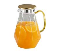 Water Pitcher With Lid - Glass Carafe | 1.5L Heat Resistant Pot with Borosilicate Base, Filter Spout with Silicone, Beverage Server for Juice, Cold Brew Maker for Tea