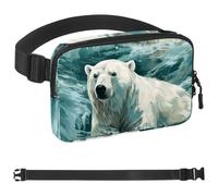 Water Polar Bear-1609 - Marsupio a tracolla per uomo e donna, borsa da cintura per viaggi, casual, passeggiate, corsa, escursionismo, ciclismo, multicolore, 4 x 23 x 15 cm, Multicolore,
