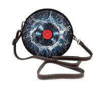 Water Record - Borsa a tracolla da donna, rotonda, in pelle vegana, con tracolla regolabile