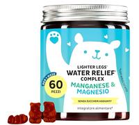Water Relief Complex - Caramelle Gommose Equilibrio Elettrolitico, Gambe Leggere - Vitamina C, Magnesio, Manganese - 60 pezzi (1 mese) - Senza Zuccheri Aggiunti, Vegan - Bears with Benefits