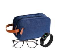 Water-Resistant Shaving Bag - Bathroom Toiletries Organizer with Divider and Handle, Compact Travel Cosmetic Holder, Lightweight Grooming Accessory, Multi-Pocket Storage Case | Practical Packing Solut