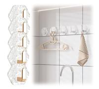 Water Ripple Hexagonal Self Adhesive Hooks,No-Drill Hexagonal Ripple Design Heavy Duty Sticky Hooks,Acrylic Waterproof Wall Adhesive Hook for Towels, Keys & Home Decor Organization，5Silver
