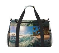 Water Rush to Tropical Beach stampa bagaglio a mano per donne uomini borsa a tracolla weekender per yoga viaggio must-have, nero, Taglia unica