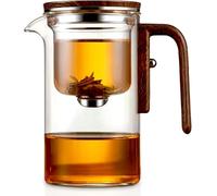 Water Separation Glass Teapot With Wooden Handle - 2024 New Witchcraft Teapot, Magic Teapot with Infuser, Glass Teapot with Strainer (520 ml)