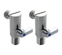 Water Shut Off Valve Set, 2 Piece Metal Three Way Angle With Rotary Handle and Filter Screen, for Kitchen Toilet Bathroom Sink and Washbasin(20MM)