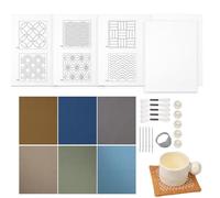 Water Soluble Sashiko - Sashiko Hand Sewing Kit | Water Soluble Sashiko Kit, Sashiko Template Practice Kit, Water Soluble Needle & Fabric Material Kit, Water Soluble Sashiko Embroidery Beginner Kit