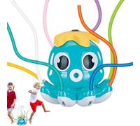 Water Sprinkler for Kids, Octopus Shaped Lawn Sprayer, 8 Swinging Tubes Design and Fun Outdoor Water Toy, Garden Play Equipment for Boys, Girls, Ages 3+, Beach, 5.91x5.91x6.3 inch