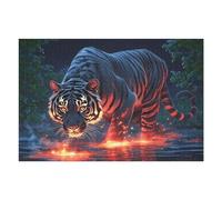 Water Surface Night Tiger Puzzle 1000 Pezzi Sfida Intellettuale Avanzata Vibrant Fantasy Animals Rompicapo Per Menti Acute Esercizio Cerebrale Stimolo Mentale Regalo Per Person 1000 PCS