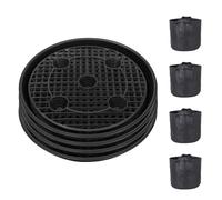 Water Tray for Plants - Planter Base Saucers, 4 Pieces Breathable Self-Watering Base with Grow Bags, Reusable Bottom Watering Saucer | for Seedlings, Vegetables, Fruits, Flowers, Succulents