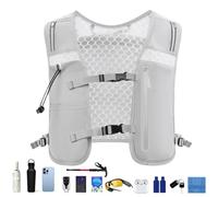 Water Vest, Lightweight Hydration Pack, Adjustable Chest Straps, Reflective Design, Running Vest for Cycling Hiking and Trail Racing, 14.17x11.81x1.18 Inches, Pink, Gray, Black