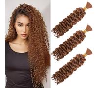 Water Wave Bulk for Braiding 16inch 100g With 2 Bundles Deep Wave Bulk Hair for Boho Braids No Weft Curly Wavy Synthetic Bohemian Braiding Hair Extensions for Women (30#, 16inch(50g/Bundle x6))