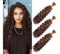 Water Wave Bulk for Braiding 16inch 100g With 2 Bundles Deep Wave Bulk Hair for Boho Braids No Weft Curly Wavy Synthetic Bohemian Braiding Hair Extensions for Women (P4/30, 18inch(55g/Bundle x6))