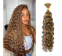 Water Wave Bulk Human Hair for Boho Braids 2 Bundles 14 inch Blonde #27