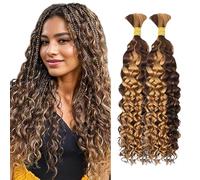 Water Wave Bulk Human Hair for Braiding 100% Unprocessed Brazilian Virgin Human Hair Boho Braids Hair Human Braiding Hair No Weft Highlight Ombre P4/27 Color 16 inch 100g
