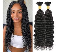 Water Wave Bulk Human Hair for Braiding (22" 22",100g)100% Unprocessed Brazilian Virgin Human Hair Boho Braids Hair Human Braiding Hair No Weft Natural Color