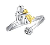 WATERBELINE Anelli a forma di cuore regolabili con disegni di ragazze e cani galvanizzati per un uso prolungato per gli amanti degli animali domestici