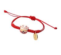 WATERBELINE Bracciale Maneki Neko,simpatico braccialetto Maneki Neko gatto gioielli in ceramica fatti a mano braccialetti con perline colorate regolabili per gioielli da donna e ragazza