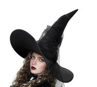 WATERBELINE Cappelli da strega increspati serie scura cappello da mago per tutte le età puntelli di Halloween cappello da strega cappello da strega accessori per costumi cosplay