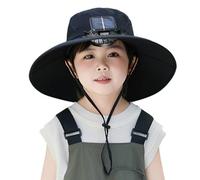 WATERBELINE Cappello con ventola di raffreddamento per bambini da 3 a 12 anni, ad asciugatura rapida, ad energia solare, cappello protettivo per bambini da pesca