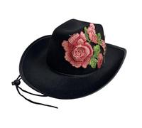 WATERBELINE Cappello da festa, cappello a cilindro con fiore ricamato per addio al nubilato per adulti, unisex, a tesa larga, cappello di Halloween, accessorio per costumi