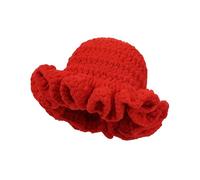 WATERBELINE Cappello da indossare, cappello oversize fatto a mano con balze e balze all'uncinetto, per festival musicali, semplice cappello a balze per festival musicali