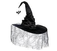 WATERBELINE Cappello da strega di Halloween con rete ragnatela cappello da mago unisex a punta cappelli da strega per adulti adolescenti cosplay copricapo