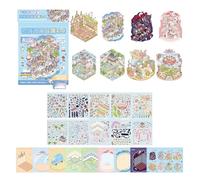 WATERBELINE Rainbow Sticker Book Miniature Scenery PET Sticker Per Scrapbooking Journal Notebook Book Laptop