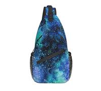 Waterclor Universe Blue Nebula Galaxy Cross Chest Bag Diagonalmente Sling Zaino Crossbody Borsa a tracolla Viaggi Escursionismo Zaini per uomo Donna