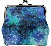 Waterclor Universe Blue Nebula Galaxy Portamonete in pelle con fibbia Borsa vintage Portamonete Kiss-Lock Mini Portafogli per donne Ragazze