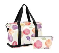 Watercolor Art Cherry - Borse grandi colorate da indossare durante la notte, borsa per bagagli e palestra, con borsa da toeletta, per yoga, multifunzione, acquerello colorato e ciliegia, 1 taglia,