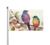 Watercolor Bird Rest On The Tree Bandiera All'Aperto Durevole Bandiera Moda Banner 90X150Cm Per Camera Da Letto Soggiorno Patio