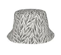 Watercolor Black White Leaves Donna Uomo Cappelli A Secchiello Traspirante Bucket Hat Pieghevole Cappelli Estivo per Caccia Trekking Campeggio Spiaggia
