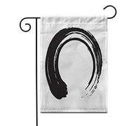 Watercolor Circle Japanese Enso Zen Black Ink Abstract Asian Bandiere Verticale Resistente Alle Intemperie Flag Durevole Bandiera Da Giardino Per Interno Prato Casa 30X45Cm
