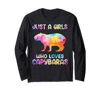 Watercolor Colorful Capybara Just a girl who loves Capybaras Maglia a Manica