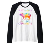 Watercolor Colorful Capybara Just a girl who loves Capybaras Maglia con Maniche Raglan