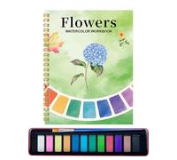Watercolor Coloring Book - Beginner Art Workbook with 12 Colors & Brush, Portable Drawing & Painting Journal, 130 g Lightweight Paper + Watercolor Set, Creative Art Supplies, Coloring Book for Kids