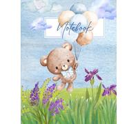 Watercolor cute Bear with balloons notebook