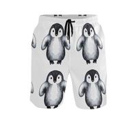 Watercolor Cute Penguin Chicks Black - Pantaloncini da bagno da uomo, ad asciugatura rapida, foderati in rete leggera, Acquerello Carino Pinguino Pulcini Nero, Small
