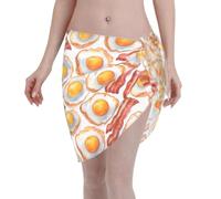 Watercolor Eggs And Bacon Wrap Pareo Elegante Bikini Coprire Multiuso Sarong Wraps per Vacanza Party Beachwear 140X48cm