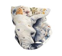 Watercolor Flowers Elephant Ghetta da Collo Protezione UV Sciarpa A Mezza Faccia Multiuso Fascia per Capelli per Campeggio attività Donna 30X26Cm