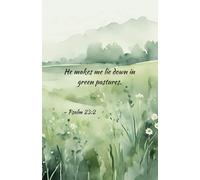Watercolor Green Landscape Notebook - "He makes me lie down in green pastures." - Psalm 23:2 | 200 Pages | 5.5 x 8.5
