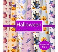 Watercolor Halloween Scrapbook Paper: Double Sided Craft Paper for Gift Wrapping, Great For Craft Projects, Scrapbooking Paper, DIY Junk Journaling ... Colors, Witchy Cat, Halloween Castle And more