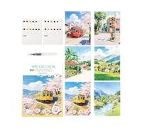 Watercolor Kit | 12 colori Portable Professional Workbook with Pen | Watercolor Painting Pen | for Studio School College Travel Trip Car Desktop Outside Pottery Mural Sketching