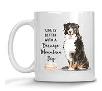 Watercolor Life Is Better With A Bernese Mountain Dog, Bernie Tazza Colazione Con Manico Tazza Divertente Mug Per Latte Ufficio Cucina 330Ml