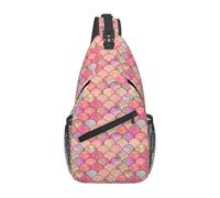 Watercolor Magic Pink Fish Fish Scale Wave Zainetto Tracolla Unisex Zaino Monospalla Versatile Borsa Da Petto Per Passeggiate Uomo Jogging
